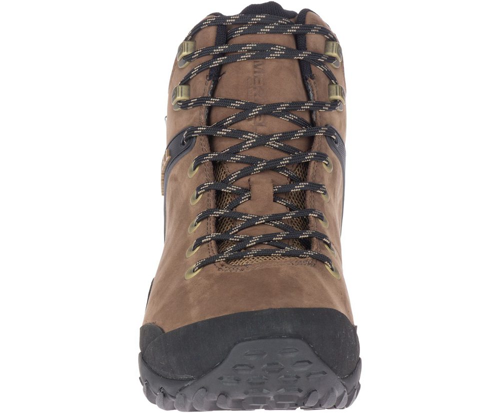 Kozaki Merrell Męskie Brązowe/Czarne - Chameleon 8 Skórzane Mid Waterproof - 406278-UHZ